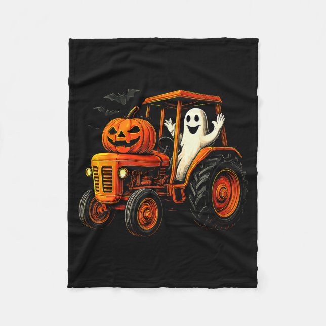 Cobertor De Velo Farmer Ghost Tractor Pumpkin Soky Season Halloween (Frente)