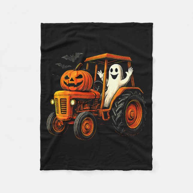 Cobertor De Velo Farmer Ghost Tractor Pumpkin Soky Season Halloween (Frente)