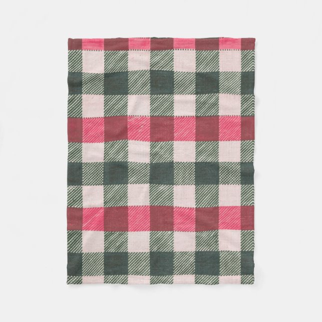 Cobertor De Velo Farmhouse Red e Green Gingham (Frente)