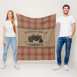 Cobertor De Velo Farmhouse Russo Trator Red Xadrez Burlap