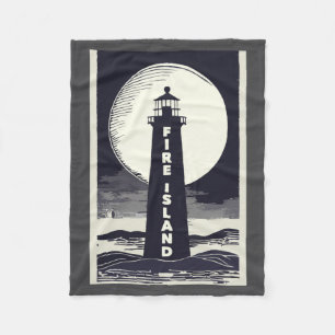 Cobertor De Velo Farol de Fire Island Nova York Lua