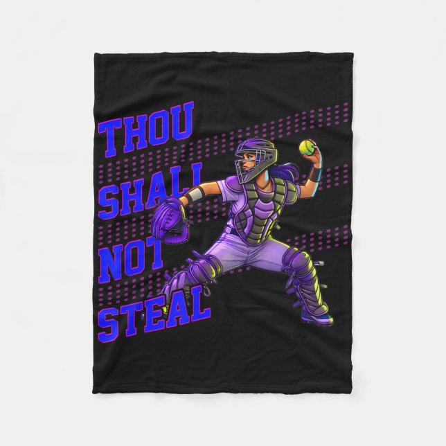 Cobertor De Velo Fastpitch Girls Softll Catcher Thou Shall Not Stea (Frente)