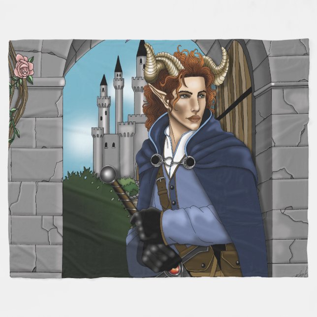 Cobertor De Velo Faun Horned Fae Fantasy  (Frente (Horizontal))