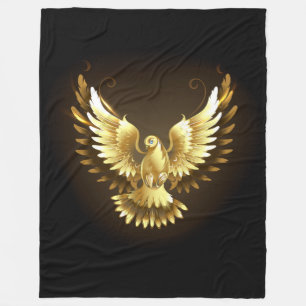 Cobertor De Velo Faux Gold Foil Peace Dove em Preto