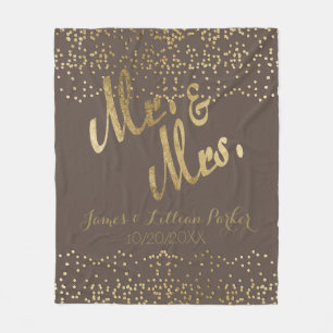 Cobertor De Velo Faux Gold Foil "Sr. & Sra." Casamento Monograma