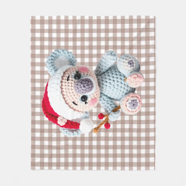 Cobertor De Velo Faux Yarn Notch-Hook Koala Christmas Design (Frente)