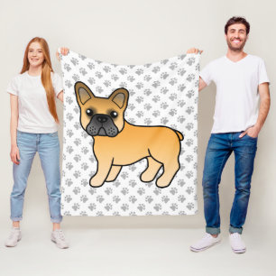 Cobertor De Velo Fawn French Bulldog Cachorro de Cartoon