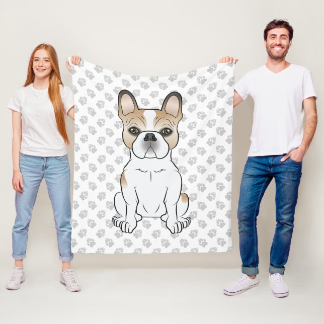 Cobertor De Velo Fawn Piebald French Bulldog / Frenchie Cartoon Dog (In Situ)