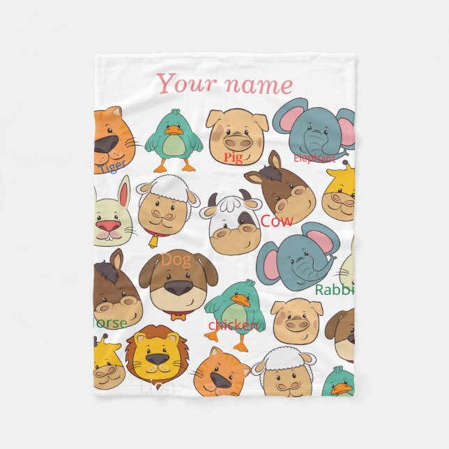 Cobertor De Velo Fazenda elefante-branca de animais adoráveis (Frente)