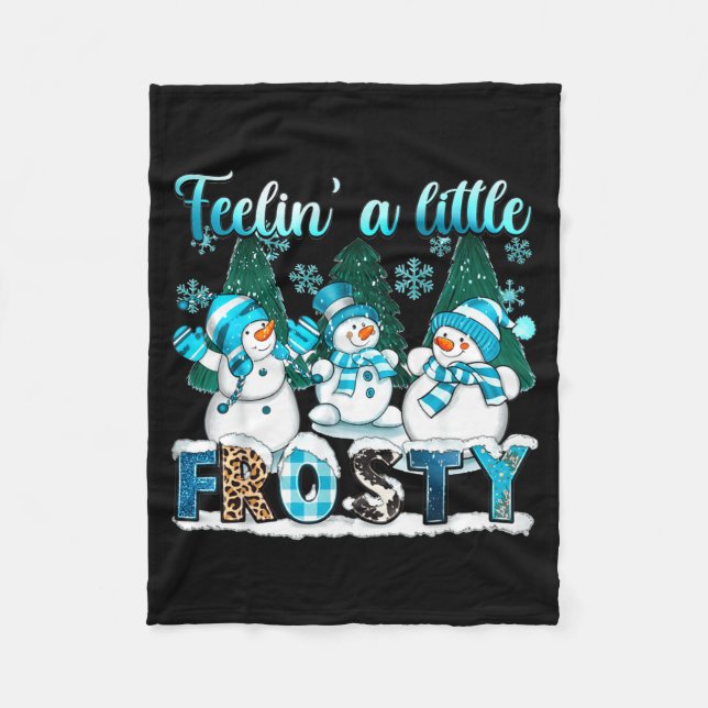 Cobertor De Velo Feelin A Little Frosty Cute Snowman Winter Christm (Frente)