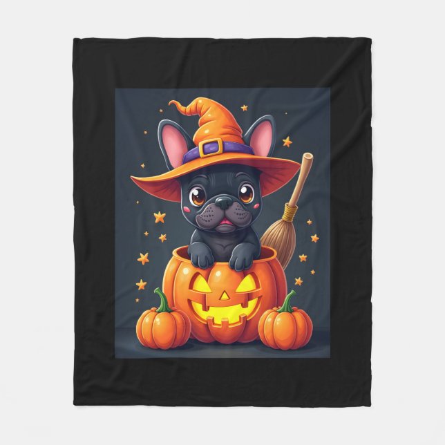 Cobertor De Velo Feiticeira francesa Pumpkin Halloween Mens Mulhere (Frente)