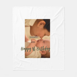 Cobertor De Velo Feliz 1º aniversário crianças bebê mãe preto amare