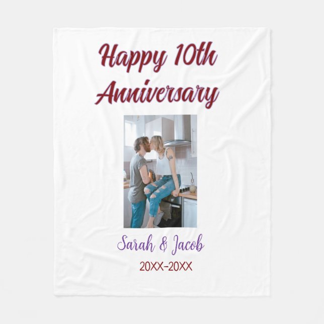 Cobertor De Velo Feliz 10º aniversário foto casal d (Frente)