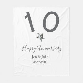 Cobertor De Velo Feliz 10.º aniversário nome data cinza estrela de