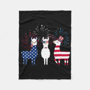 Cobertor De Velo Feliz 4 de Julho Bandeira Americana Llama Vermelha