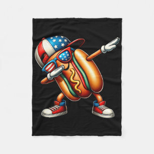 Cobertor De Velo Feliz 4 de Julho Dabbing Cachorro-Quente Engraçado