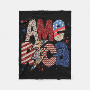 Cobertor De Velo Feliz 4 de Julho Leopardo EUA Bandeira Americana P