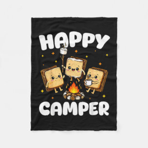Cobertor De Velo Feliz Acampador Marshmallow Divertido Acampamento 
