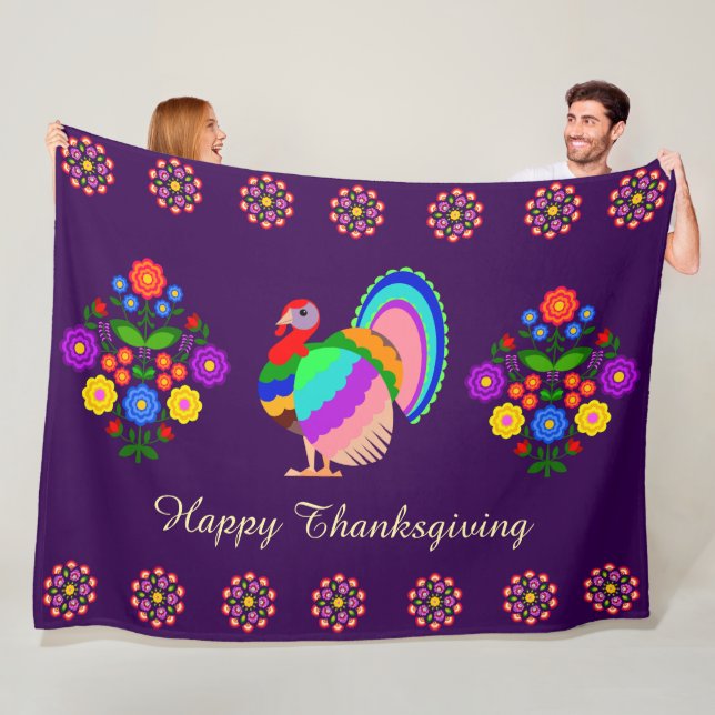 Cobertor De Velo Feliz Ação de Graças. Flores design poloneses. (In Situ)