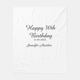 Cobertor De Velo Feliz aniversário de 30 anos para adicionar nome d