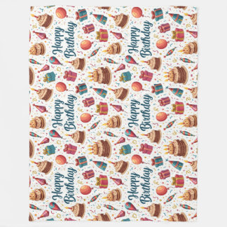 Cobertor De Velo Feliz Aniversário Fleece Blanket com Balões