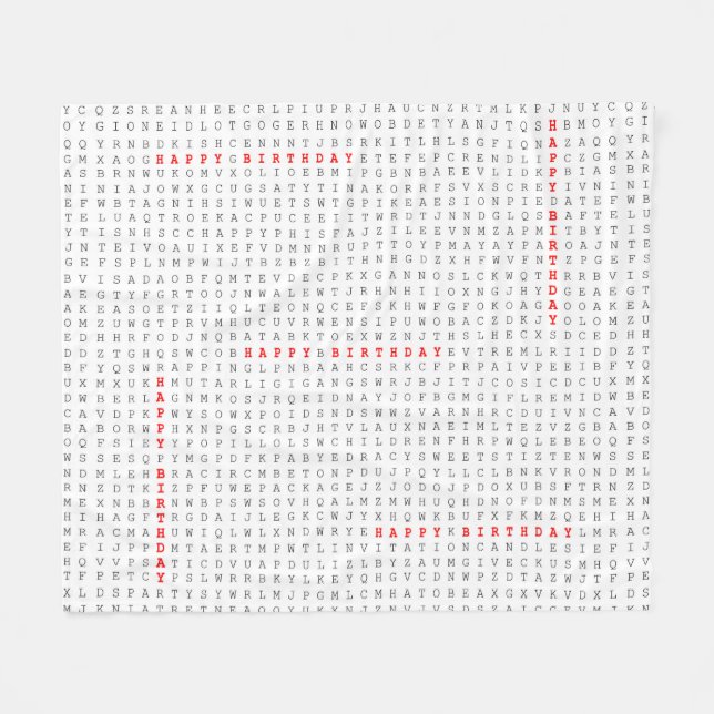 Cobertor De Velo Feliz Aniversário, Quebra-cabeça de Pesquisa de Pa (Frente (Horizontal))