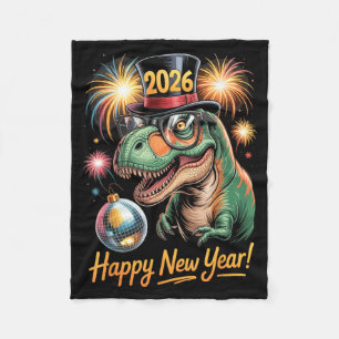 Cobertor De Velo Feliz Ano Novo 2026 Camiseta Dinossauro T-rex Dive