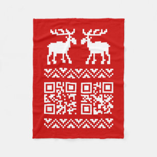Cobertor De Velo Feliz ano novo de Código QR do Sweater de Natal F