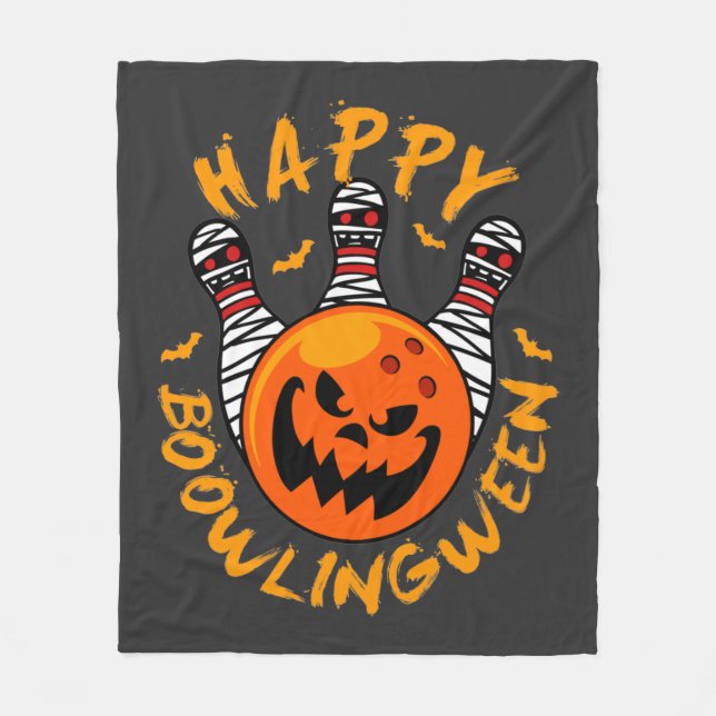 Cobertor De Velo Feliz BowlingEntre Boliches de Halloween (Frente)