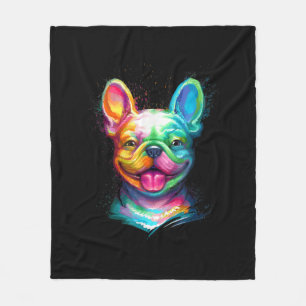 Cobertor De Velo Feliz Bulldog Francês Sorrindo Cara