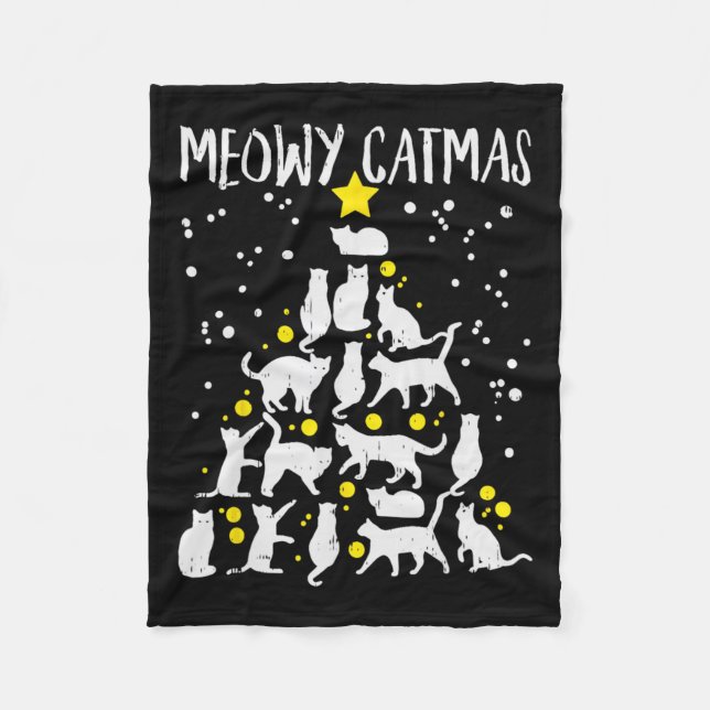 Cobertor De Velo Feliz Catma Meia Árvore de Natal Cristo de Gato (Frente)