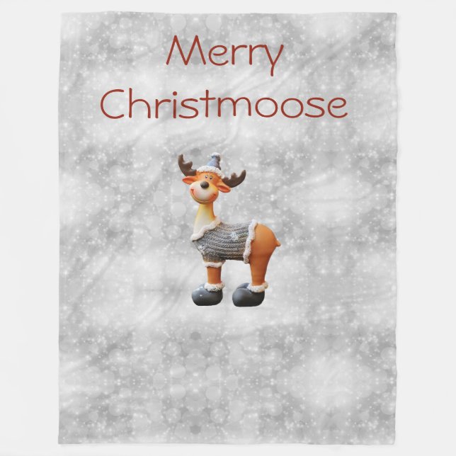 Cobertor De Velo Feliz Christmoose usando um chapéu (Frente)