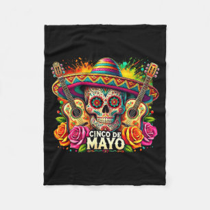 Cobertor De Velo Feliz cinco de maio sombrero mexicano crânio violã