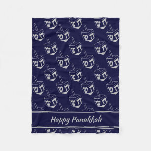 Cobertor De Velo FELIZ CINZA HANUKKAH Dreidel MARINHO