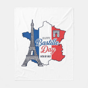 Cobertor De Velo Feliz Dia da Bastilha França Mapa Torre Eiffel Vec