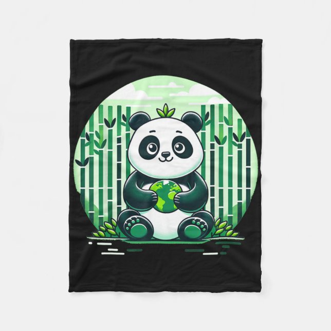 Cobertor De Velo Feliz Dia da Terra com Panda (Frente)