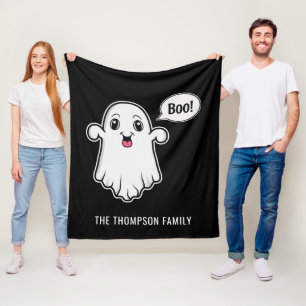 Cobertor De Velo Feliz Dia das Bruxas Boo Fantasma Nome da Família 
