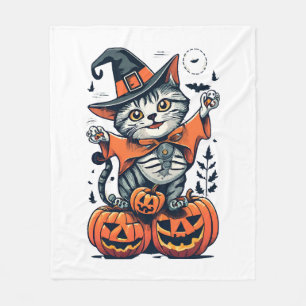 Cobertor De Velo Feliz Dia das Bruxas Gato Bruxa