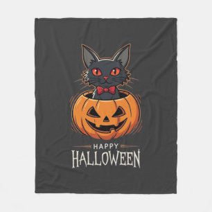 Cobertor De Velo Feliz Dia das Bruxas Gato Preto Desenho de Abóbora