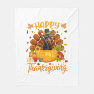 Cobertor De Velo Feliz Dia de Ação de Graças Doberman Dog Turkey Pu
