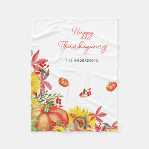 Cobertor De Velo Feliz Dia de Ação de Graças Russo Pumpkins Laranja