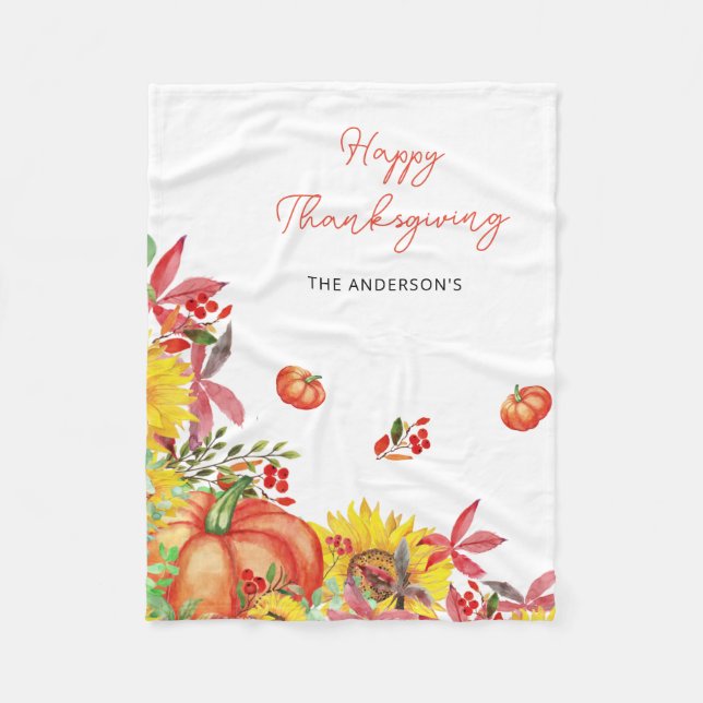 Cobertor De Velo Feliz Dia de Ação de Graças Russo Pumpkins Laranja (Frente)