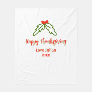 Cobertor De Velo Feliz Dia de Ação de Graças verde folhas cereja