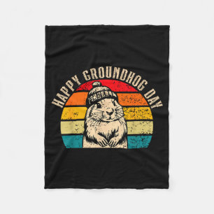 Cobertor De Velo Feliz Dia do Groundhog 2025 Woodchuck Vintage