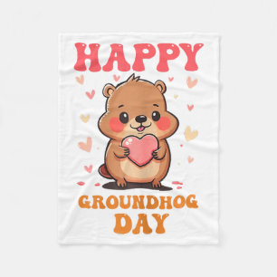 Cobertor De Velo Feliz Dia do Groundhog Arte Gráfica Groovy Fofa pa
