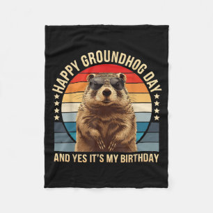 Cobertor De Velo Feliz Dia do Groundhog e Sim É Meu Aniversário Div