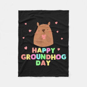Cobertor De Velo Feliz Dia do Groundhog Engraçado Fofinho Animal L