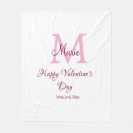 Cobertor De Velo Feliz dia dos namorados monograma rosa nome amor m
