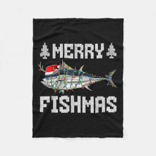 Cobertor De Velo Feliz Fishmas Atum Peixe Natal Chapéu de Papai Noe