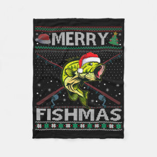 Cobertor De Velo Feliz Fishmas Byss Fish Pesca Natal Suéter Feio